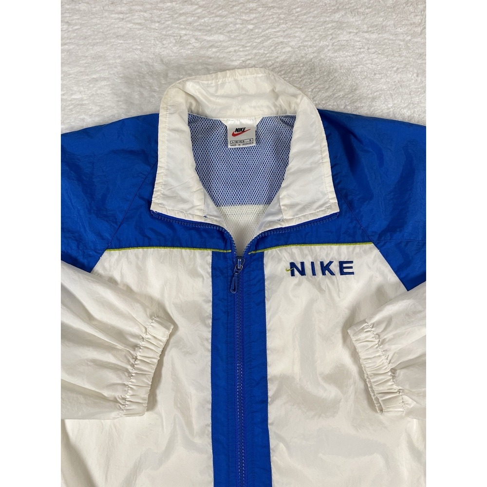 Nike Vintage Y2K Full Zip Windbreaker Jacket Colorblock White Blue Women's L
